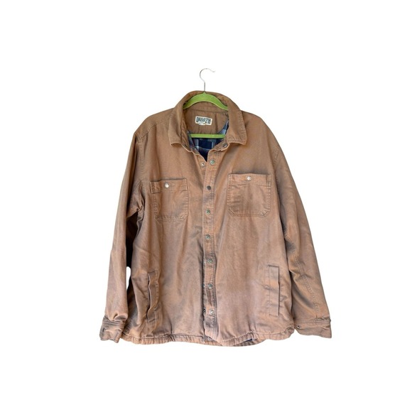 Duluth Trading Co. Flannel Lined Canvas Shirt Jacket Brown 2XL Tall Workwear - Picture 1 of 9